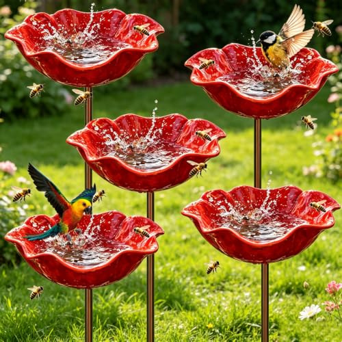 Bain D’Oiseaux,5 Pièces Abreuvoir Oiseaux,Bain pour Oiseaux,Mangeoire Oiseaux,Bassin pour Oiseaux,Deco Jardin Exterieur,pour Insectes et Papillons,Décoration Jardin Terrasse