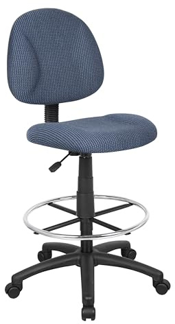 Boss Office Products Ergonomic Works Drafting Chair Without Arms in Blue, mid-Back (B1615-BE)