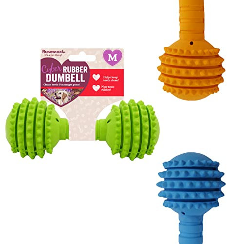 Rosewood Cyber Jouet à mâcher Haltère en Caoutchouc Taille M