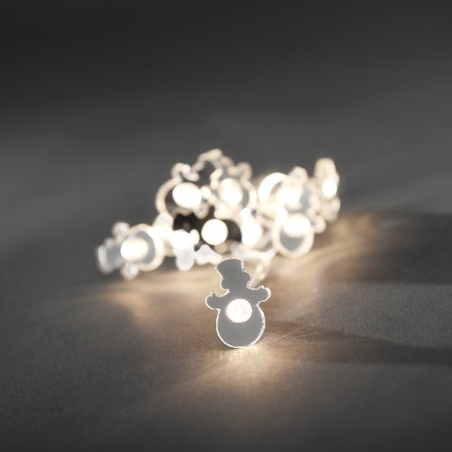 Konstsmide Lichter-Set mit 10 warmweißen LEDs, batteriebetrieben, mit Schneemännern