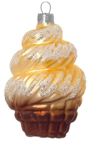 SIKORA Eistüte Gold besondere Weihnachtskugel Glas Christbaumschmuck Deko Figur Weihnachten Anhänger Ornament - Trend Line - BS356