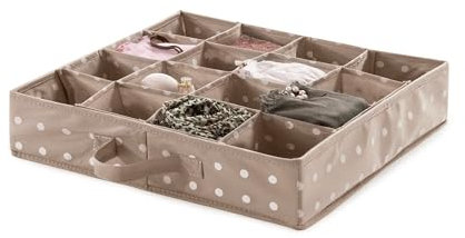 Compactor Rivoli Organizer per cassetti, 16 Scomparti, per Biancheria Intima e Accessori, Polipropilene, Marrone, 40 x 40 x H. 9 cm, RAN4402B