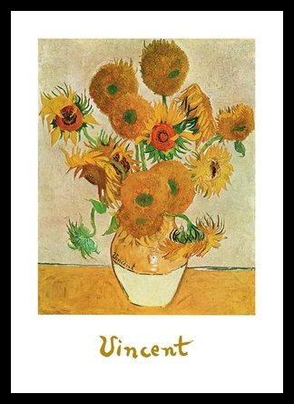 Vincent Van Gogh Sonnenblumen Poster Bild Kunstdruck im Alurahmen schwarz 30x24cm