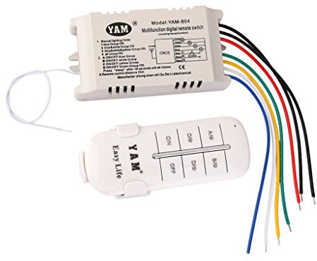 rosenice Interruptor de luz Digital inalámbrico de 4 Canales ON/Off con Mando a Distancia, 220-240 V