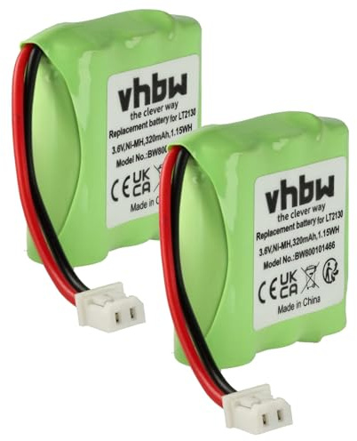vhbw 2X Akku kompatibel mit Sagem D15T | D10T schnurlos Festnetz Telefon (320 mAh, 3,6 V, NiMH) Grün