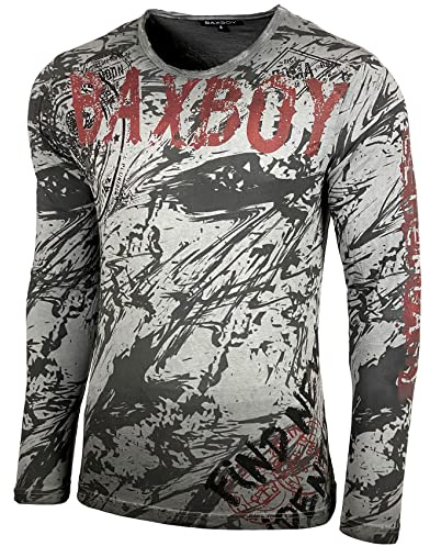 Baxboy Herren Longsleeve T-Shirt Moderner Männer Langarmshirt Langarm Sweatshirt 701