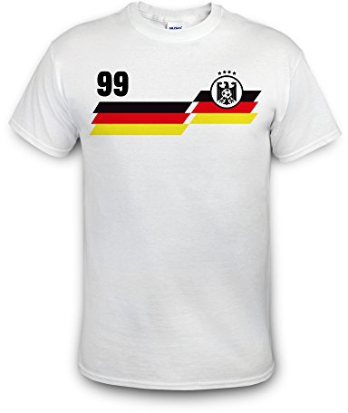 printplanet WM Deutschland Shirt mit Namen und Nummer Bedruckt - individuelle Rückennummer und Name aufdrucken Lassen - Fußball Trikot-Alternative aus Baumwolle - beidseitiger Aufdruck - Größe L