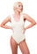 Evoni Damenbody Größen | Damen Overall Bodysuit mit Rundhals | breite Träger | Verschluß-Haken | Unterzieh-Body mit optimaler Passform | sportlicher Damen-Body, Champagner, XL