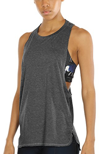 icyzone Sport Tank Top Damen Locker - Yoga Fitness Shirt atmungsaktive Sport Tops (M, Charcoal)
