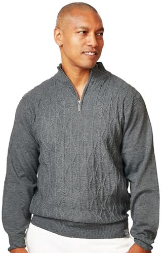 STACY ADAMS Men's Sweater, Solid Cable Knit Twist (XL, Charcoal)
