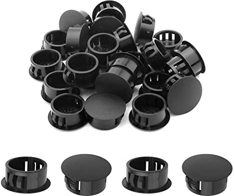 MroMax Lot de 25 bouchons de verrouillage en plastique noir Diamètre du trou du panneau 20 mm