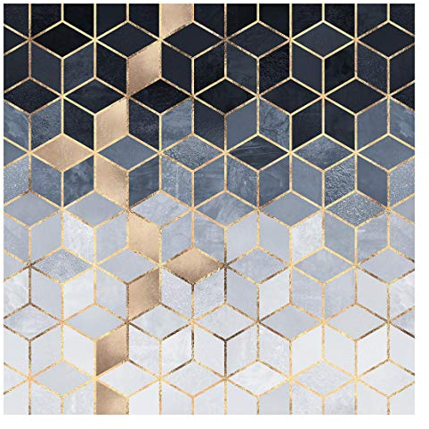 Tapete selbstklebend - Blau Weiß goldene Geometrie - Vliestapete 192 x 192cm