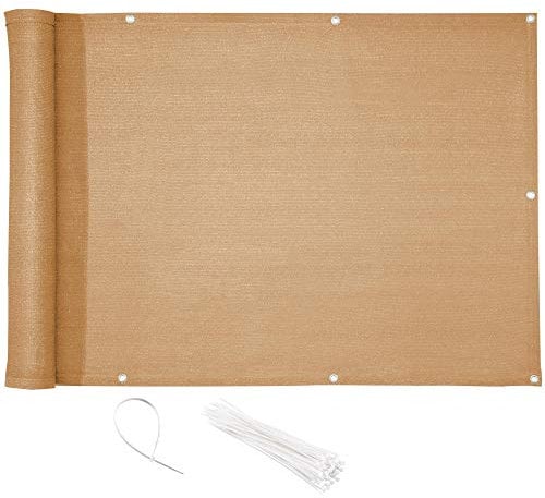 CelinaSun Brise-Vue Balcon 0,9 x 5 m HDPE Beige Sable Brise-Vue pour Balcon paravent bâche Jardin Balcon œillets Serre-câbles résistant aux intempéries