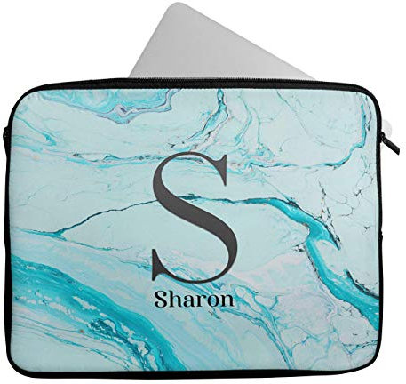 Personalised Any Name Marble Design Laptop Case Sleeve Tablet Bag Chromebook Gift 26 (16-17 inch)