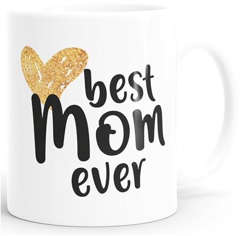 SpecialMe® Kaffee-Tasse Best Mom ever Geschenk für Mama Muttertag Geburtstag Weihnachten Dankeschön Weiss Keramik-Tasse