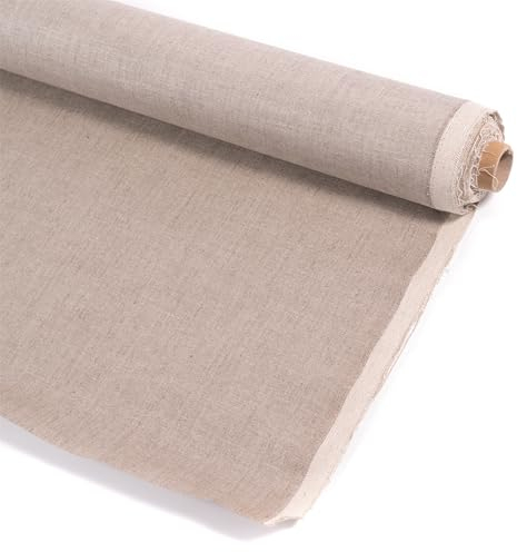 BK BILDERRAHMEN KOLMER Toile de Lin en Rouleau 400 GSM | 100% Lin, 1,7x10 m | prêt à Peindre Rouleau de Toile, avec apprêt Transparent
