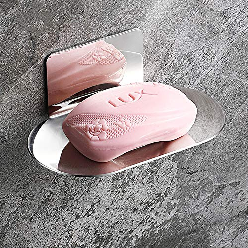 Celbon SUS 304 Stainless Steel Soap Dish 3M Self-Adhesive Chrome Finish Modern Soap Holder for Bathroom… (Chrome 1)