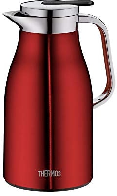 Thermos Century 4046.248.100 Bouteille isotherme en acier inoxydable 1 l avec insert en verre et bouton verseur à une main pour 8 tasses, canneberge