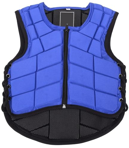 Nylon Kids Equestrian Vest, Safety Foam Padded Horse Riding Protective Gear Children's Equestrian Body Protector Blue(CM)