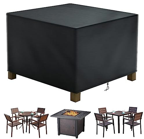 Housse Salon de Jardin, Housse de Table Jardin Rectangulaire, Couverture de Protection Meubles Bâche Salon de Jardin Imperméable Anti-UV, Bache Table Exterieur (Schwarz, 120*120*72cm 420D)