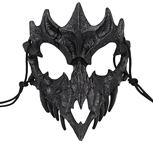 JYMSB Tier Skelett Maske Halloween, Harz Hund Schädel Knochen Zähne Scary Horror Devil Wolf Werwolf Maske Halbmaske H