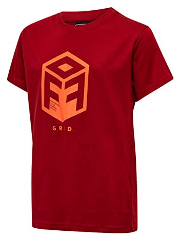 hummel Unisex Kinder Hmloffgrid Cotton Jersey S/S Kids T Shirt, Rhubarb/Nasturtium, 140 EU