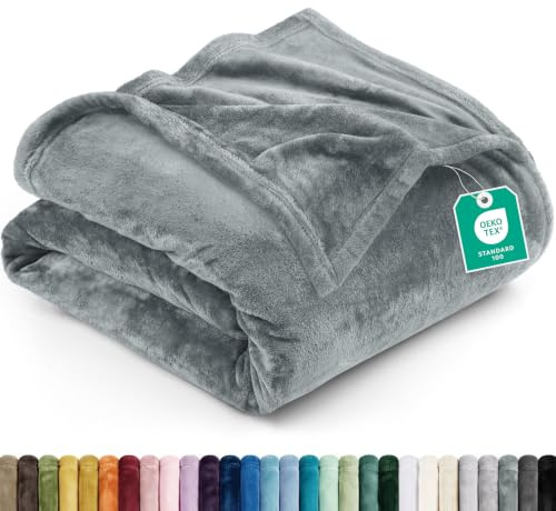 Utopia Bedding Queen Fleece Blanket 228x228cm 300GSM – Soft Fluffy Large Versatile Luxury Decorative Throw For Sofa, Bed & Settees – Cosy Breathable Warm Blanket, All Weather Gift, Ash Grey