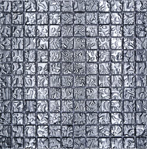 Glasmosaik Mosaikfliese silber glänzend Wand Boden Küche Bad Dusche - 1 Matte