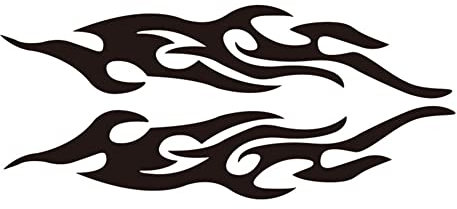 iSpchen 1 Paar Autoaufkleber Flamme Racing Aufkleber Wasserdichte Reflektierende Aufkleber Vinyl Emblem Sticker Anti-Kratzer Auto Karosserie Stoßstange Styling Dekoration Aufkleber,Schwarz