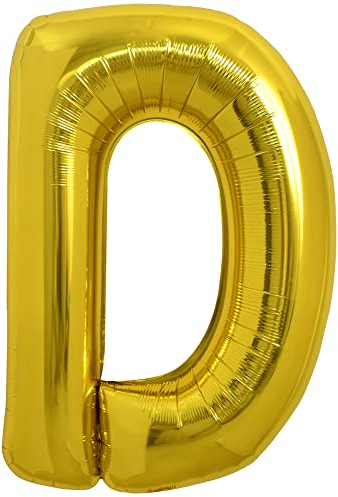 TONIFUL 40 Zoll Große Goldfarbene D Buchstabe Ballon - Jumbo Helium Folie Mylar Big Alphabet für Geburtstagsfeier, Jubiläum, Valentinstag Zubehör Dekorationen