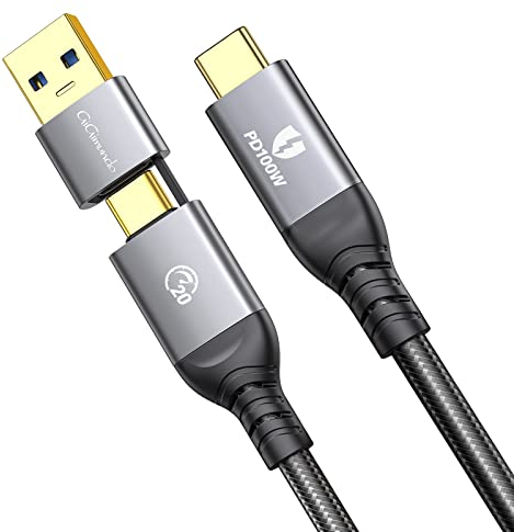 GiGimundo Câble USBC vers USB C 20 Gbit/s, prend en charge la vidéo 4K 60 Hz, câble de charge rapide USB 3.2 Gen2x2 (2 en 1), pour Mac Studio, drone, moniteurs (1 m)