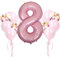 DIWULI Geburtstagsdeko 8 Jahre Luftballon Set Rosa - 8. Geburtstag Deko, Luftballon 8 Geburtstag Zahl 8 Zahlen-Ballon Folienballon Latex-Ballon Konfetti Kinder-Geburtstag Mädchen Party-Deko Dekoration