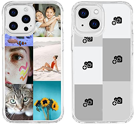 YOOCUSTOM Personalisierte Handyhülle für Apple iPhone 15 14 13 12 11 Pro Max Plus Mini X XS XR SE 2022, Benutzerdefiniert Hülle Klar Stoßfest Eigenem Foto Bild Collage Individuelle Schutzhülle(042)