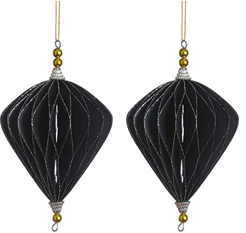 Weihnachtsdeko Baumschmuck -Ornary- 2er-Set Papier 17x16cm schwarz-Gold