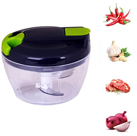 LSSIG 520 ml Zwiebelschneider manuell, Zwiebelschneider, Gemüseschneider mit 3 Klingen, Zwiebelhacker für Zwiebeln, Gemüse, Knoblauch, Obst (Grün)