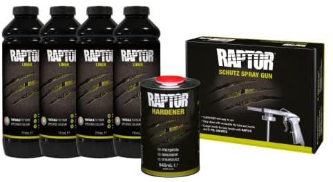 RAPTOR Beschichtung KIT, 4 Flaschen-Satz 3,79 Liter (inkl. Härter), tönbar mit Raptor standard UBS Pistole