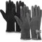 Neer 2 Paar Winter Handschuhe mit Schleife Thermo Touchscreen Handschuhe Vollfinger Fahrhandschuhe für Frauen, Schwarz und Grau