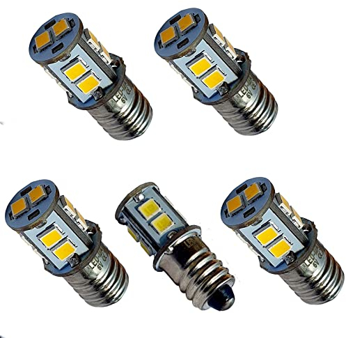 E10 LED 6V 4SMD Lampe Birne Schraubsockel Weihnachtsstern Leuchtstern Faltstern Adventstern (kaltweiß, 5 Stück)