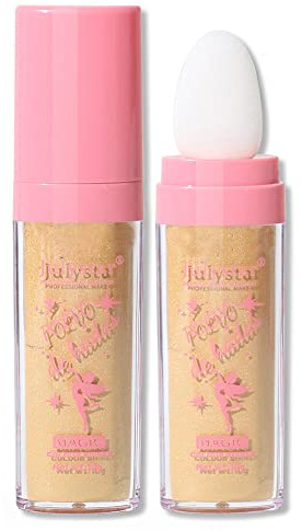 GL-Turelifes Highlighter Stick Puff Fairy Stick Highlighter Powder Glitter Loose Powder Brush Stick Contouring Powder Shimming Powder Tiktok Makeup (P05 Gold)