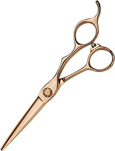 E-Kwip Kuro Line Rose-Gold Profi Haarschere - Friseurschere in 5,5 Zoll aus Japanstahl - titanbeschichtet mit ergonomischem Offset Design