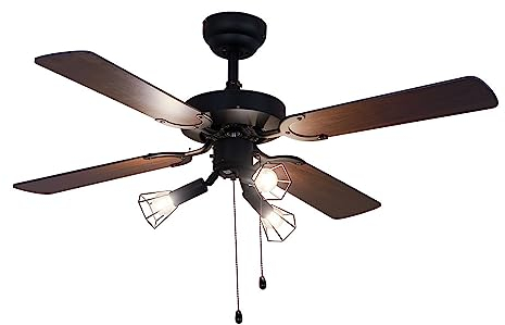 etc-shop Deckenventilator Deckenlampe Ventilator Lüfter Wohnzimmer Raumkühler Käfig schwarz, 3 Stufen Zugschalter, Metall, 3x E14 Fassungen, DxH 105x40 cm