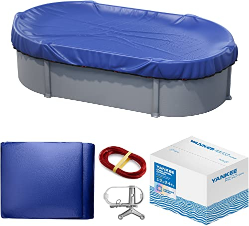 Yankee Poolabdeckung für Ovalpool | 3,7 x 7,3 m | Ovale Winter-Poolabdeckung für Aufstellpools | Extra Dick & Langlebig, UV-beständig | Aufstellpool Schutz