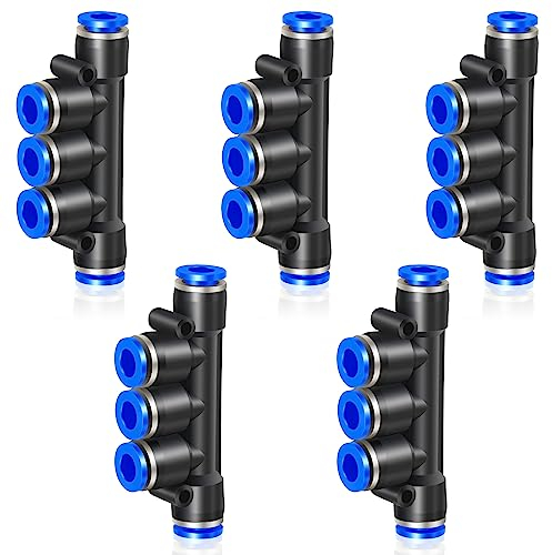 ERGAOBOY 5 Stück 6MM Rohr AD Push to Connect 5 Wege Kunststoff Schnellspanner Verteiler Schlauchanschlüsse