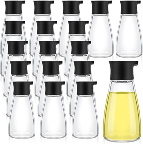 Tanlade 18 Pcs Soy Sauce Dispenser Leakproof Cruet Dispenser Set Glass Vinegar Sauce Bottles Containers Small Salad Dressing Cruet Seasoning Oil Dispensing Bottles with Lid for Kitchen Cooking, Black
