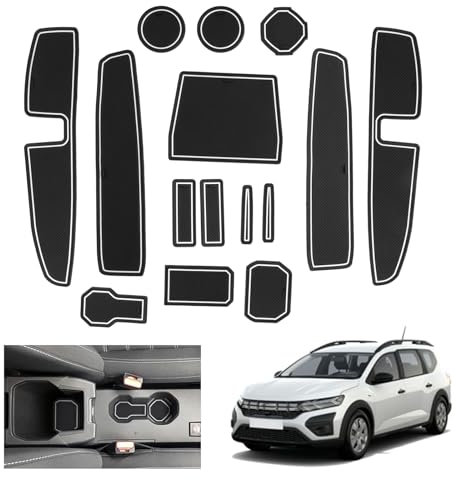 GAFAT Dacia Jogger Hybrid/Extreme 2022-2024 2025 Antirutschmatten, Jogger 2024 Gummimatten, Mittelkonsole Matten, Türnaht Matten, Dacia Jogger Zubehör (Weiß)