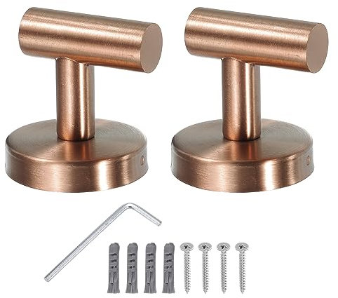 sourcing map Bathroom Hook, 2Pcs Waterproof Stainless Steel Single Towel/Robe Clothes Hook with Screws for Kitchen, Door, Cabinet, Bathroom, Foyers, Hallways, Bedrooms (60x55mm Rose Gold)