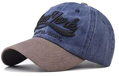 XibeiTrade Jahrgang New York NY Baseball Kappe Männer Frauen Baumwolle Sport Draussen Hut (Blau)