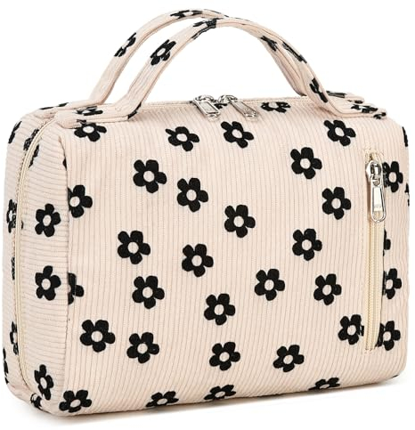 Kulturbeutel Damen Kosmetiktasche Waschtasche Größe Kulturtasche Organizer für Herren und Frauen Make-up Taschen Geschenke (Cord Blume)