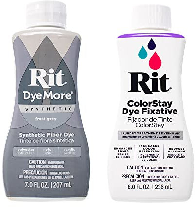 Rit DyeMore Kunstfaserfarbe für Kleidung, Dekor und Handwerk, 200 ml, Frostgrau mit Farbfixiermittel