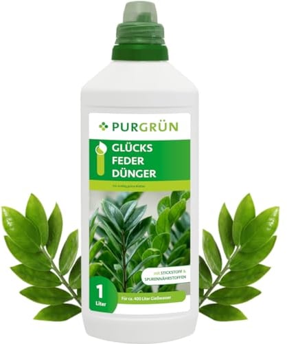 Purgrün® Glücksfeder-Dünger 1 Liter – Wirkt schnell und effizient – Premium-Flüssigdünger mit Spurennährstoffen – Stärkt die Widerstandskraft – Ergiebiges Konzentrat für ca 400 Liter Gießwasser